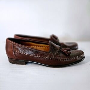 Zelli Handcrafted Italy Ostrich Tassel Loafers Men 10 Black Exotic Leather Shoes